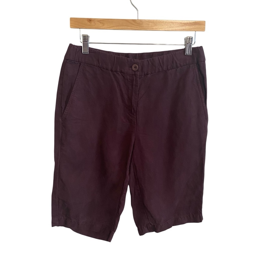 Eileen Fisher Burgundy Red 10" Inseam Mid Rise Chino Bermuda Short Size 2